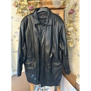 Genuine Leather Black Jacket‎ Vintage Phase Two Lined Men's Size Large